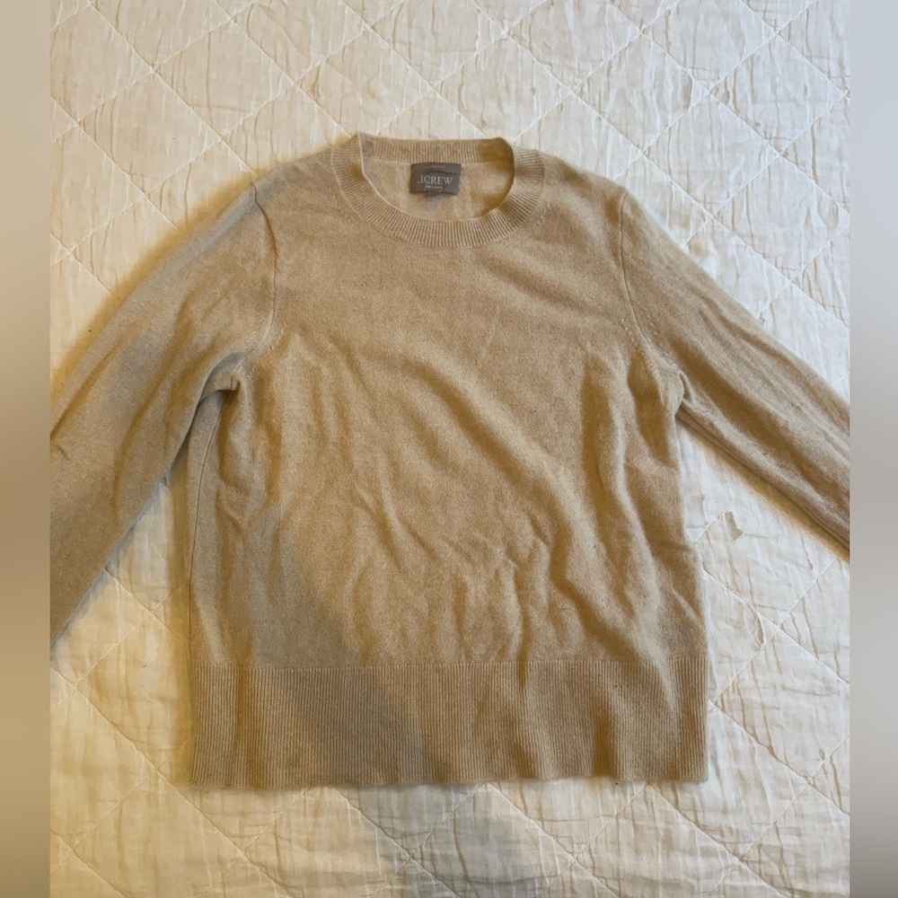 J. Crew Beige Cashmere Crewneck Sweater